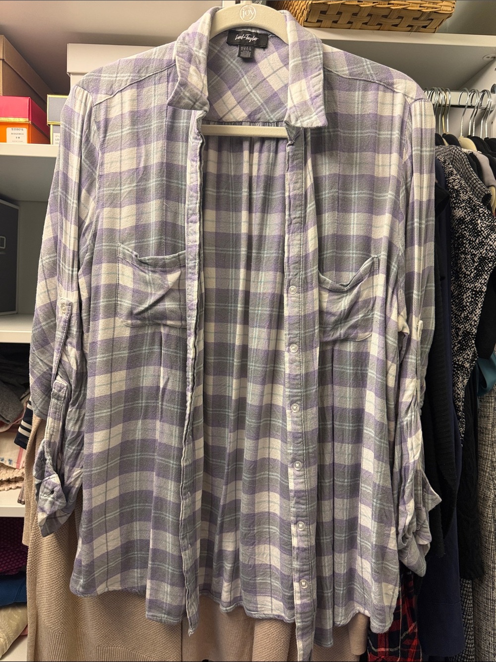 Light Purple Plaid Women’s Button-Up Shirt